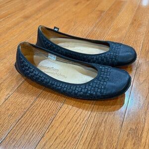 Haflinger Woven Leather Ballet Flats Shoes Womens 39 8 Black Quiet Luxury Office